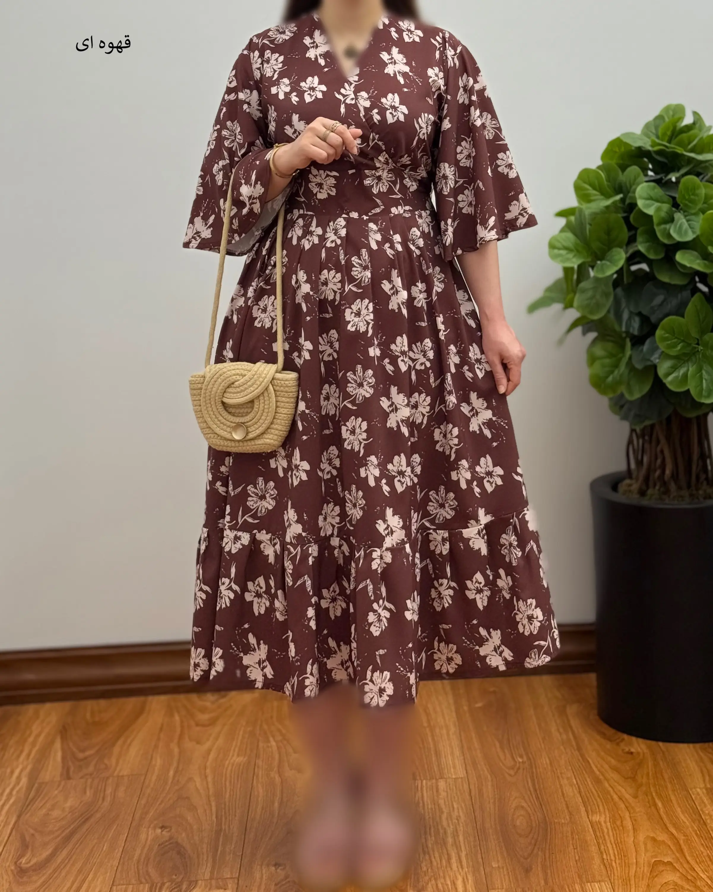 پیراهن دخترانه کرپ فلور آستین فیلی